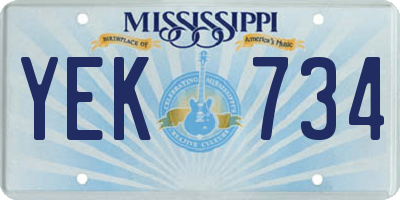 MS license plate YEK734