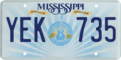 MS license plate YEK735