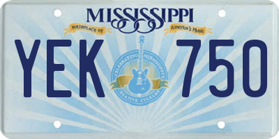 MS license plate YEK750