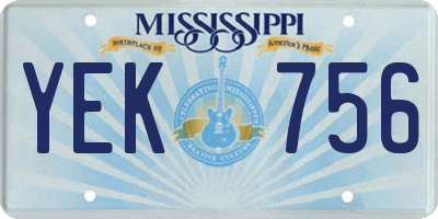 MS license plate YEK756
