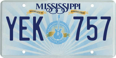 MS license plate YEK757