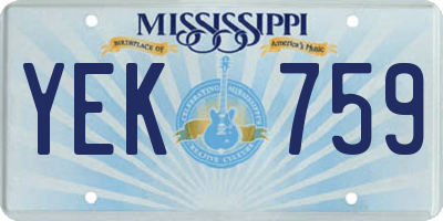 MS license plate YEK759