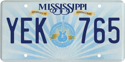 MS license plate YEK765