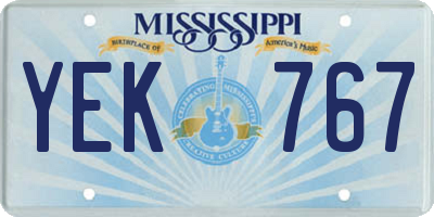 MS license plate YEK767