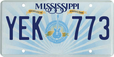 MS license plate YEK773