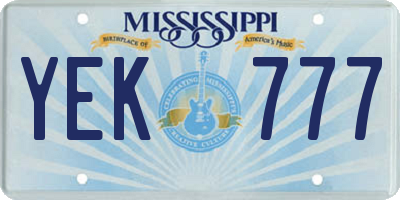 MS license plate YEK777