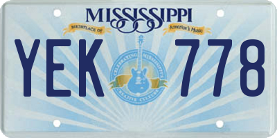 MS license plate YEK778