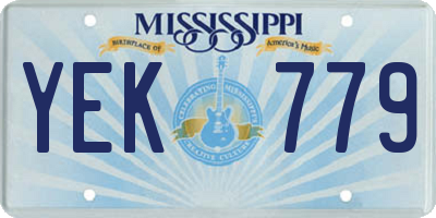 MS license plate YEK779