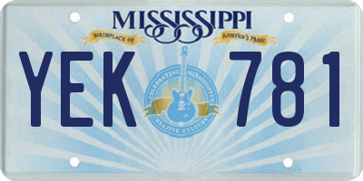MS license plate YEK781