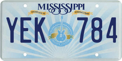 MS license plate YEK784