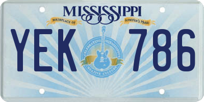 MS license plate YEK786