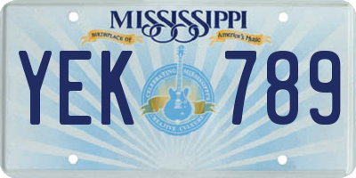 MS license plate YEK789