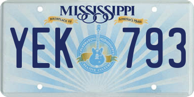 MS license plate YEK793