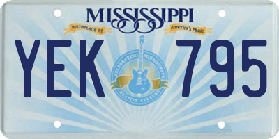 MS license plate YEK795