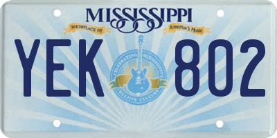 MS license plate YEK802