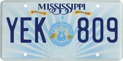 MS license plate YEK809