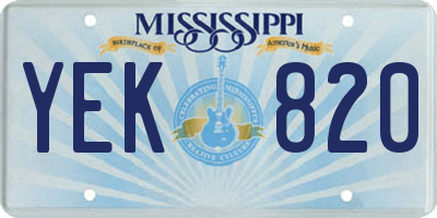 MS license plate YEK820