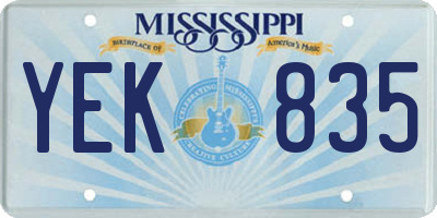 MS license plate YEK835