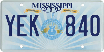 MS license plate YEK840