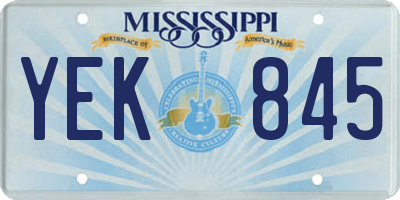MS license plate YEK845