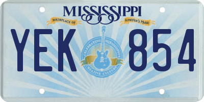MS license plate YEK854