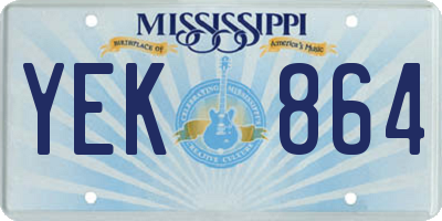 MS license plate YEK864