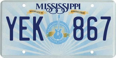 MS license plate YEK867