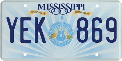 MS license plate YEK869