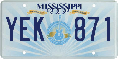 MS license plate YEK871