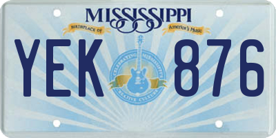 MS license plate YEK876