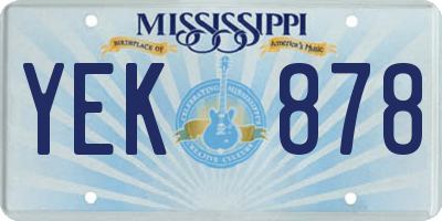 MS license plate YEK878