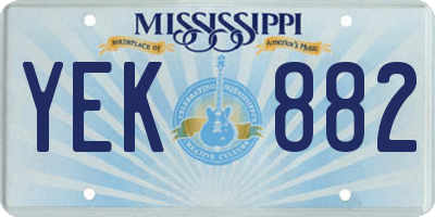 MS license plate YEK882