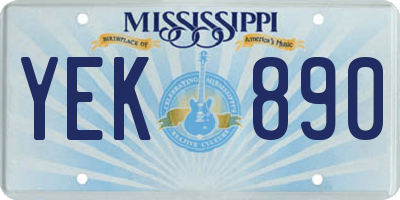 MS license plate YEK890