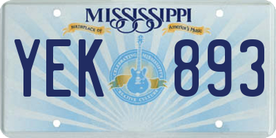 MS license plate YEK893