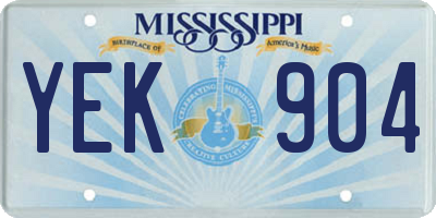 MS license plate YEK904