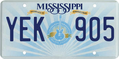 MS license plate YEK905