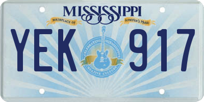 MS license plate YEK917
