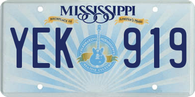 MS license plate YEK919