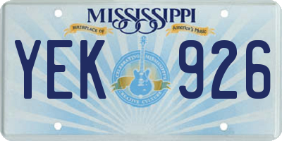 MS license plate YEK926