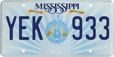 MS license plate YEK933