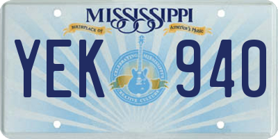 MS license plate YEK940