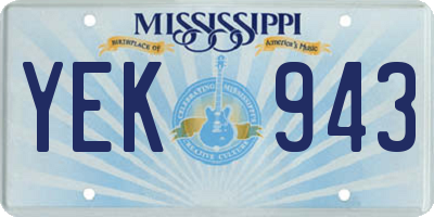 MS license plate YEK943