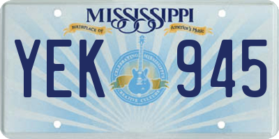 MS license plate YEK945