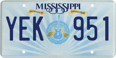 MS license plate YEK951