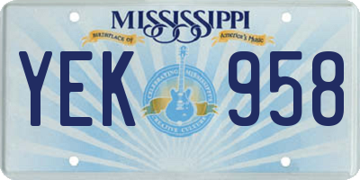 MS license plate YEK958