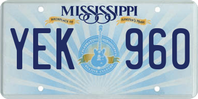 MS license plate YEK960