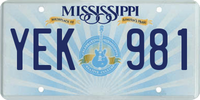 MS license plate YEK981