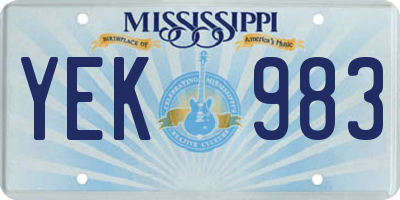 MS license plate YEK983