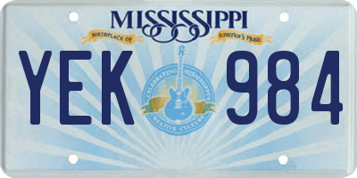 MS license plate YEK984
