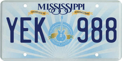 MS license plate YEK988